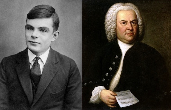 Code breaker Alan Turing at the age of 16 and 1748 portrait of code maker J.S. Bach  [Source:Wikipedia]