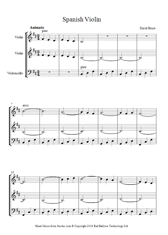 David Bruce Spanish Violin sheet music for 2ViolinsCello