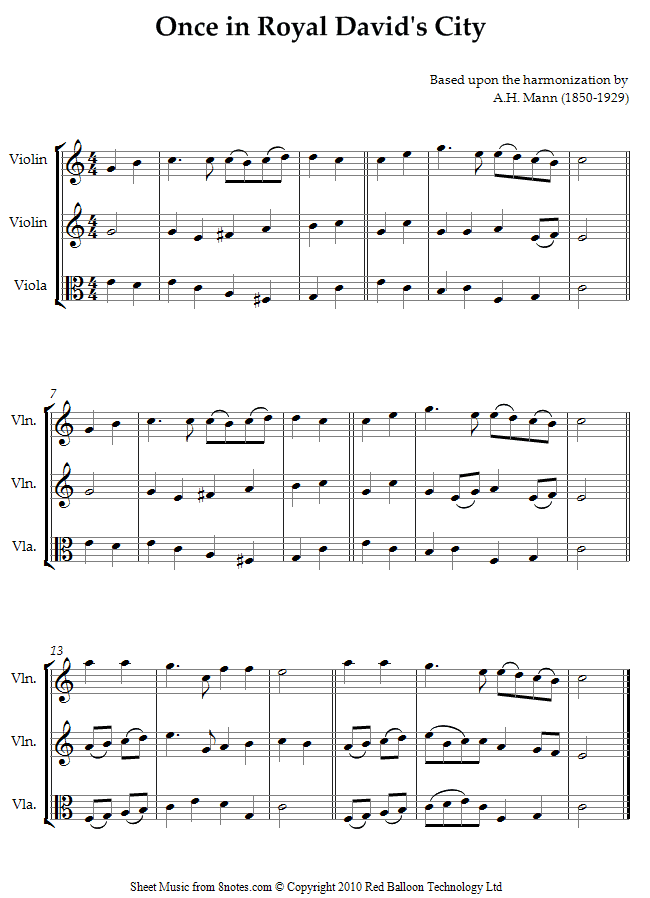 Once in Royal Davids City sheet music for 2-violins-viola Once in Royal Davids City sheet music for 2-violins-viola