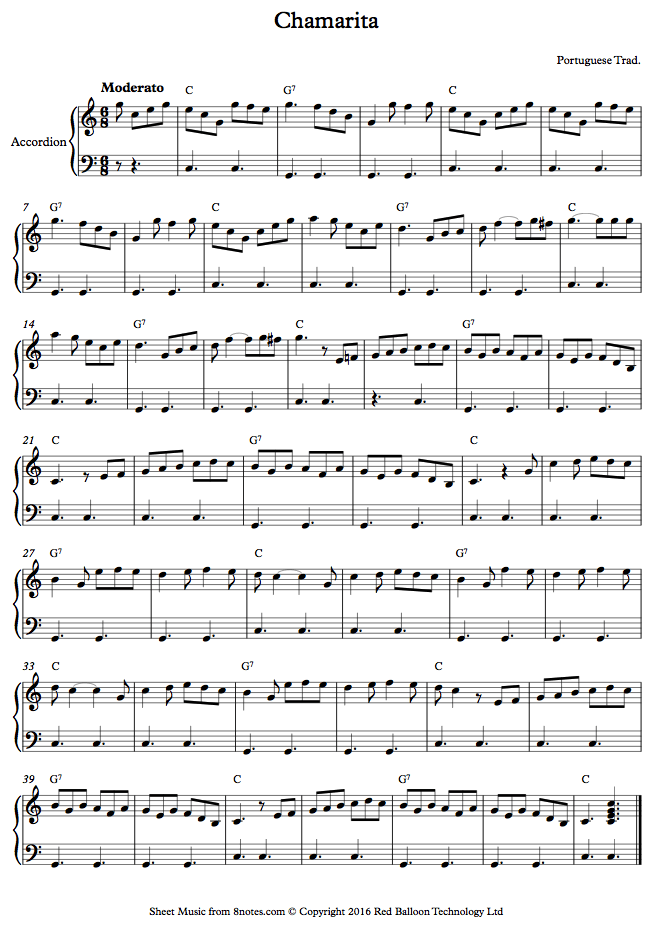 Chamarita (Portuguese Traditional) sheet music for Accordion