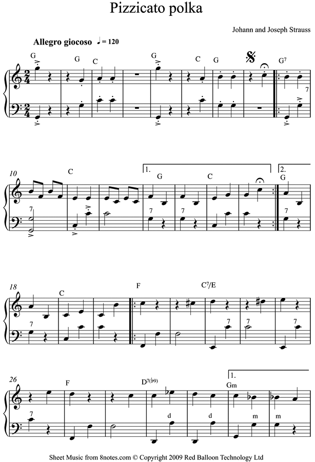 Strauss II - Pizzicato Polka sheet music for Accordion Strauss II - Pizzicato Polka sheet music for Accordion