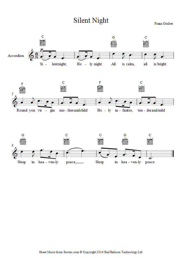 Silent Night sheet music for Accordion Silent Night sheet music for Accordion