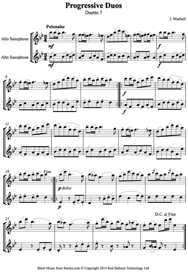 Wanhall Progressive Duos Duetto 7 sheet music for Alto Saxophone