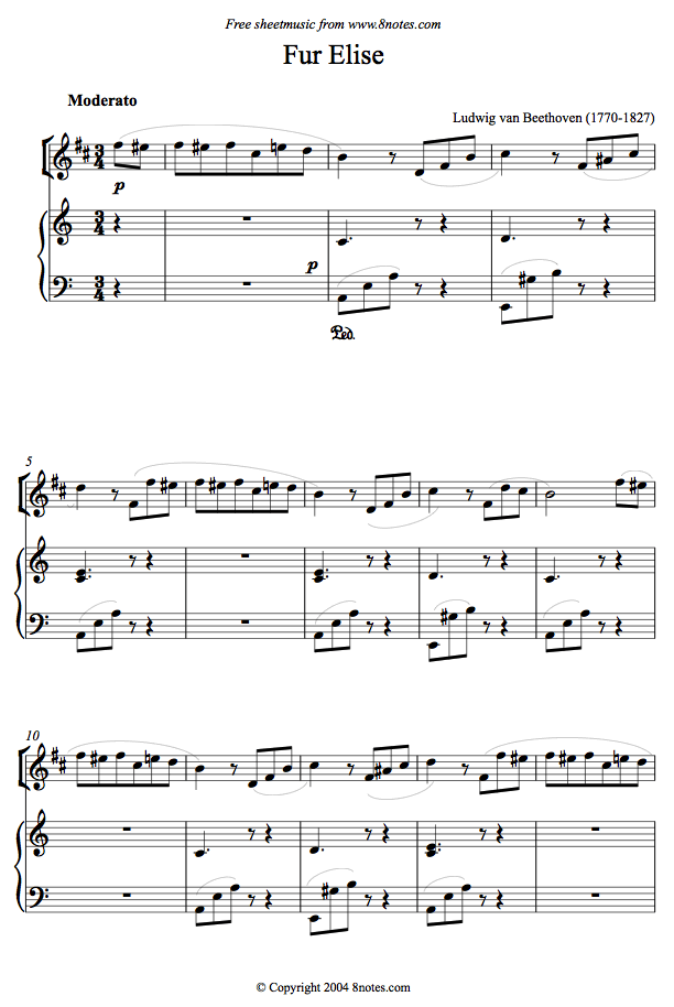 Beethoven Fur Elise sheet music for Baritone Horn