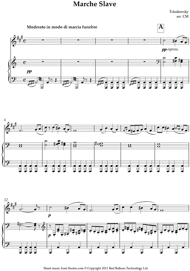 Tchaikovsky - Marche Slave sheet music for Baritone Saxophone Tchaikovsky - Marche Slave sheet music for Baritone Saxophone