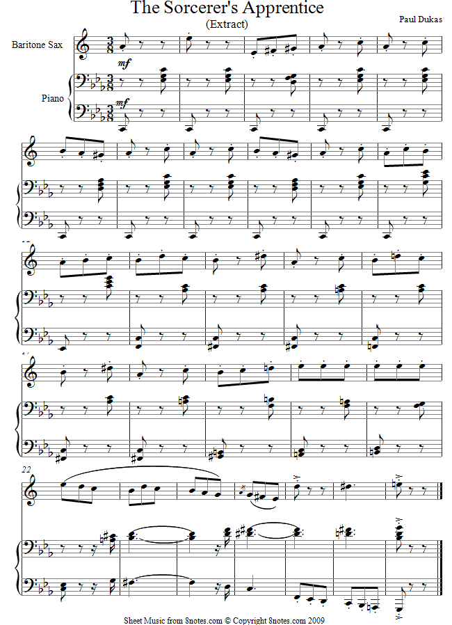 Dukas - The Sorcerers Apprentice sheet music for Baritone Saxophone Dukas - The Sorcerers Apprentice sheet music for Baritone Saxophone