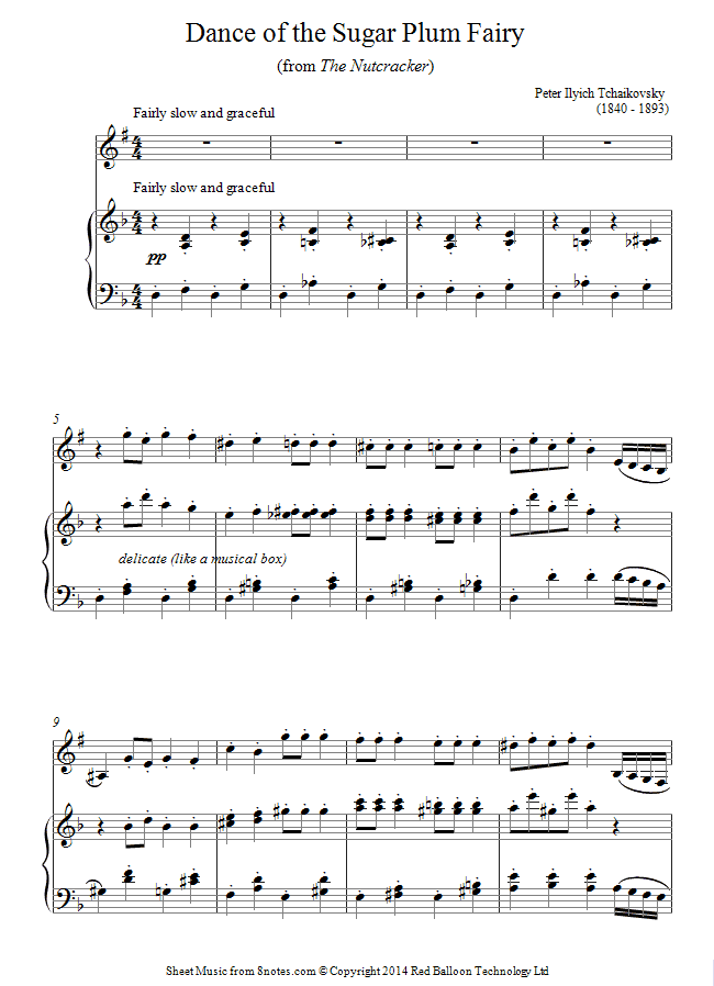 Tchaikovsky Dance of the Sugar Plum Fairy from the Nutcracker sheet