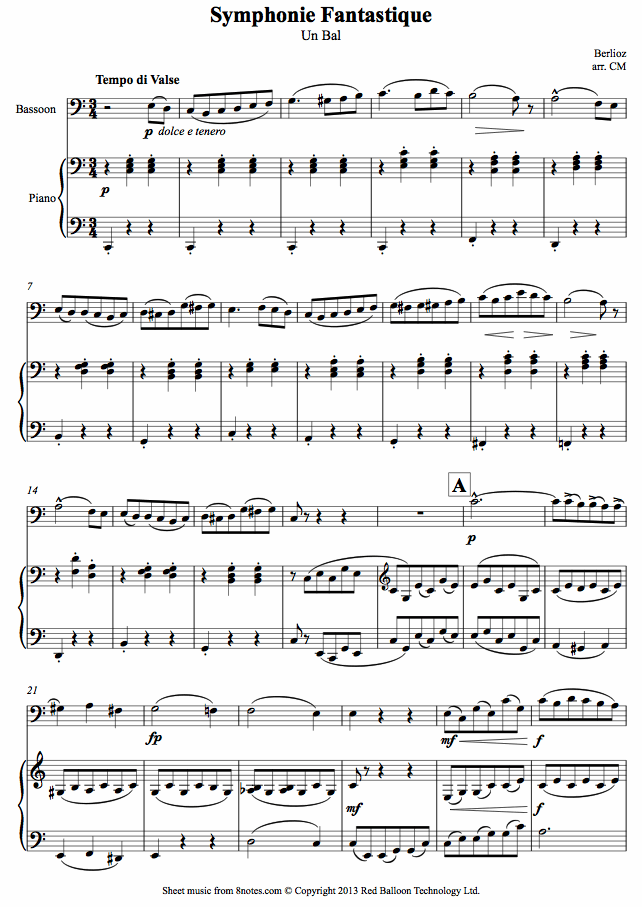 Berlioz - Symphonie Fantastique - Un Bal sheet music for Bassoon Berlioz - Symphonie Fantastique - Un Bal sheet music for Bassoon