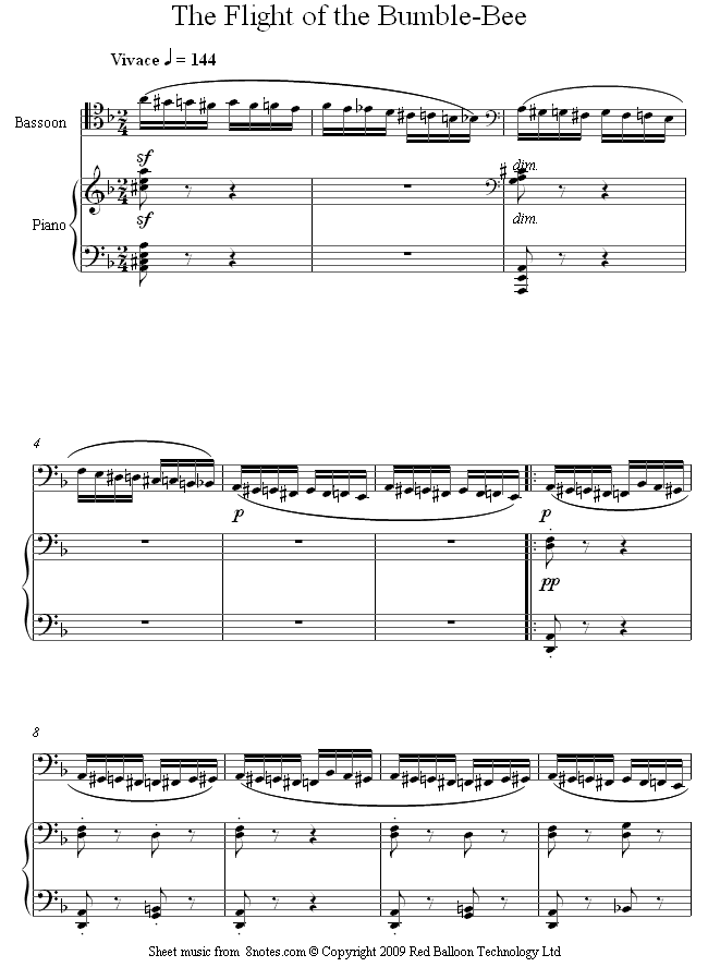 Rimsky-Korsakov - Flight of the Bumblebee sheet music for Bassoon Rimsky-Korsakov - Flight of the Bumblebee sheet music for Bassoon