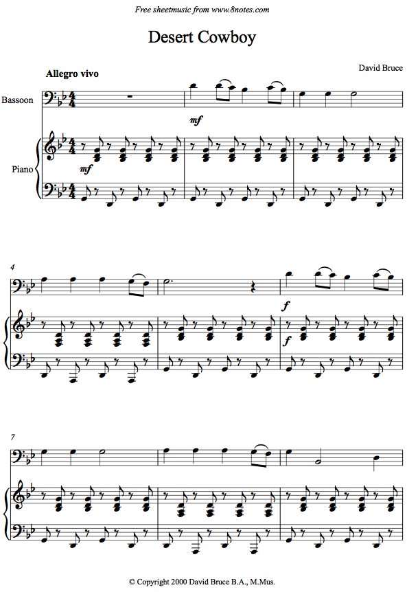 David Bruce - Desert Cowboy sheet music for Bassoon David Bruce - Desert Cowboy sheet music for Bassoon