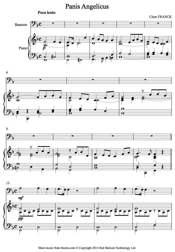 Franck - Panis Angelicus sheet music for Bassoon Franck - Panis Angelicus sheet music for Bassoon