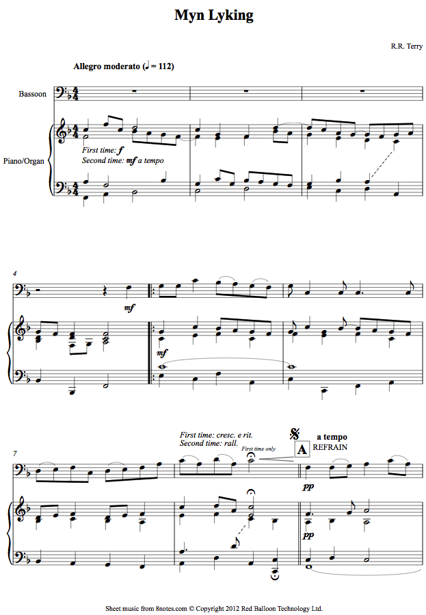 Terry - Myn Lyking sheet music for Bassoon Terry - Myn Lyking sheet music for Bassoon