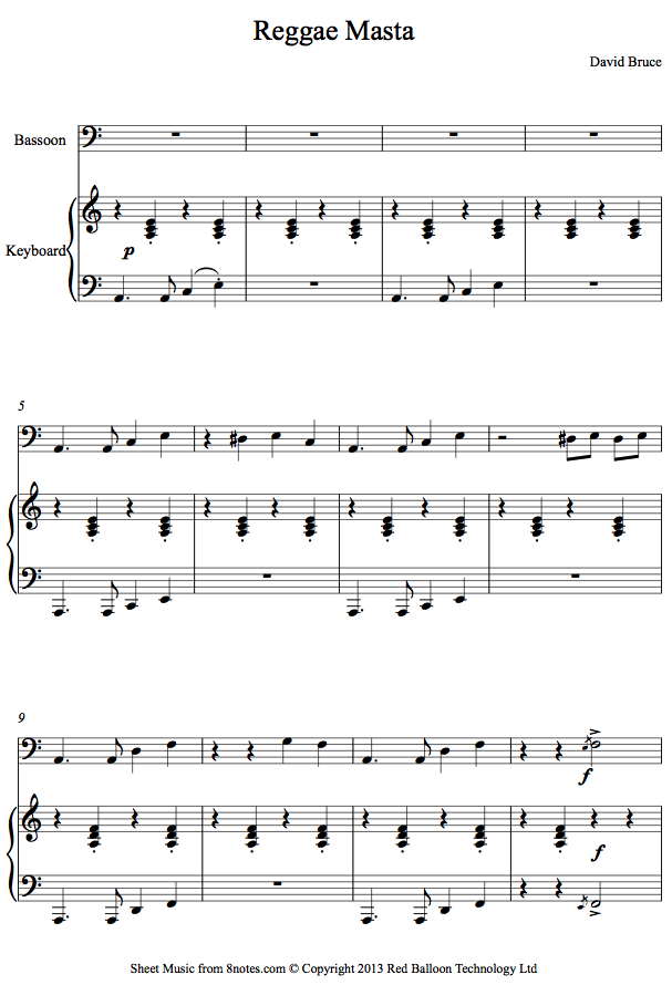 David Bruce - Reggae Masta sheet music for Bassoon David Bruce - Reggae Masta sheet music for Bassoon