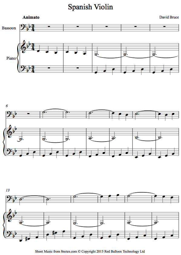 David Bruce - Spanish Violin sheet music for Bassoon David Bruce - Spanish Violin sheet music for Bassoon