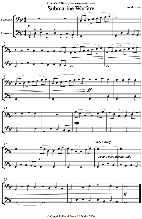 David Bruce - Submarine Warfare sheet music for Bassoon Duet David Bruce - Submarine Warfare sheet music for Bassoon Duet