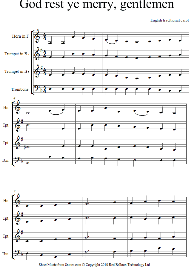 God rest ye merry gentlemen sheet music for Brass Quartet God rest ye merry gentlemen sheet music for Brass Quartet