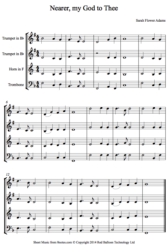 Adams - Nearer my God to Thee sheet music for Brass Quartet Adams - Nearer my God to Thee sheet music for Brass Quartet