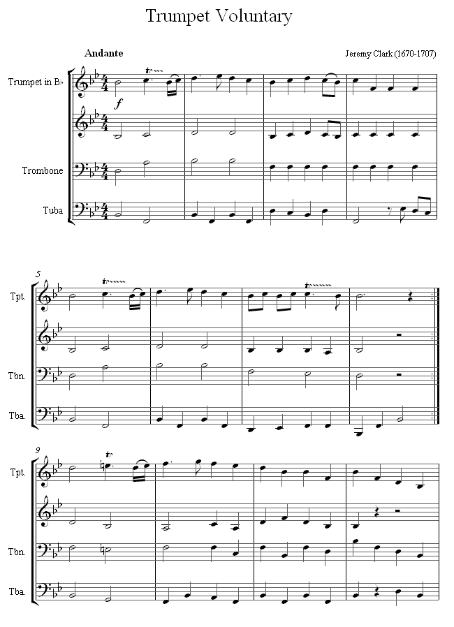 Clarke - Trumpet Voluntary sheet music for Brass Quartet Clarke - Trumpet Voluntary sheet music for Brass Quartet