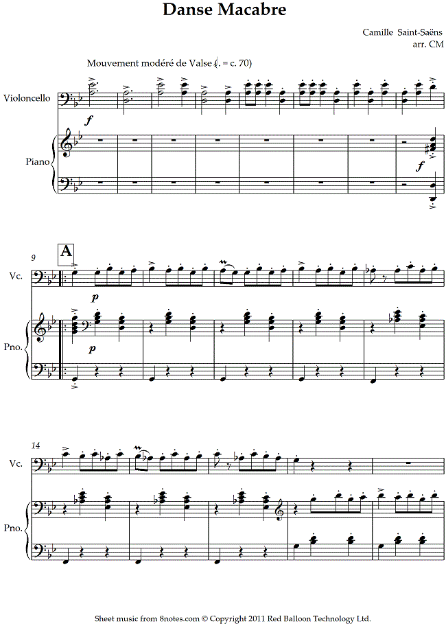 Saint-Saëns - Danse Macabre sheet music for Cello Saint-Saëns - Danse Macabre sheet music for Cello