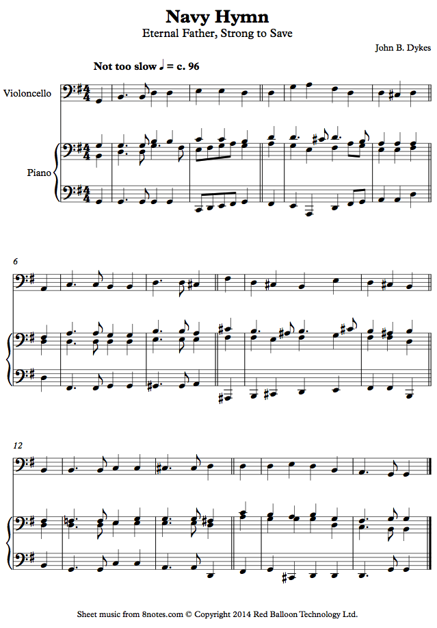 Dykes Navy Hymn (Eternal Father, Strong to Save) sheet music for