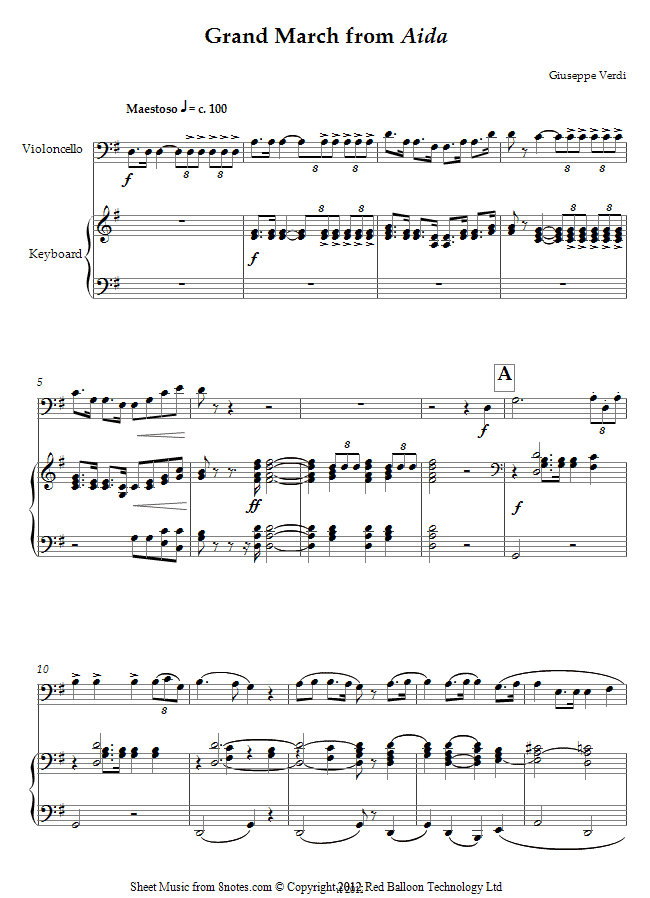 Verdi - Grand March from Aida sheet music for Cello Verdi - Grand March from Aida sheet music for Cello