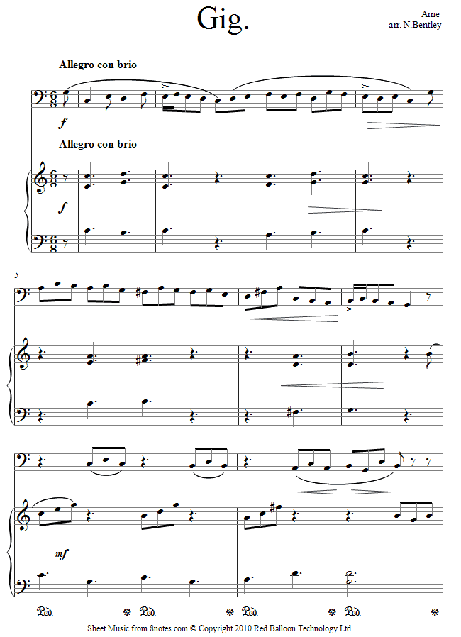 Arne - Gig sheet music for Cello Arne - Gig sheet music for Cello
