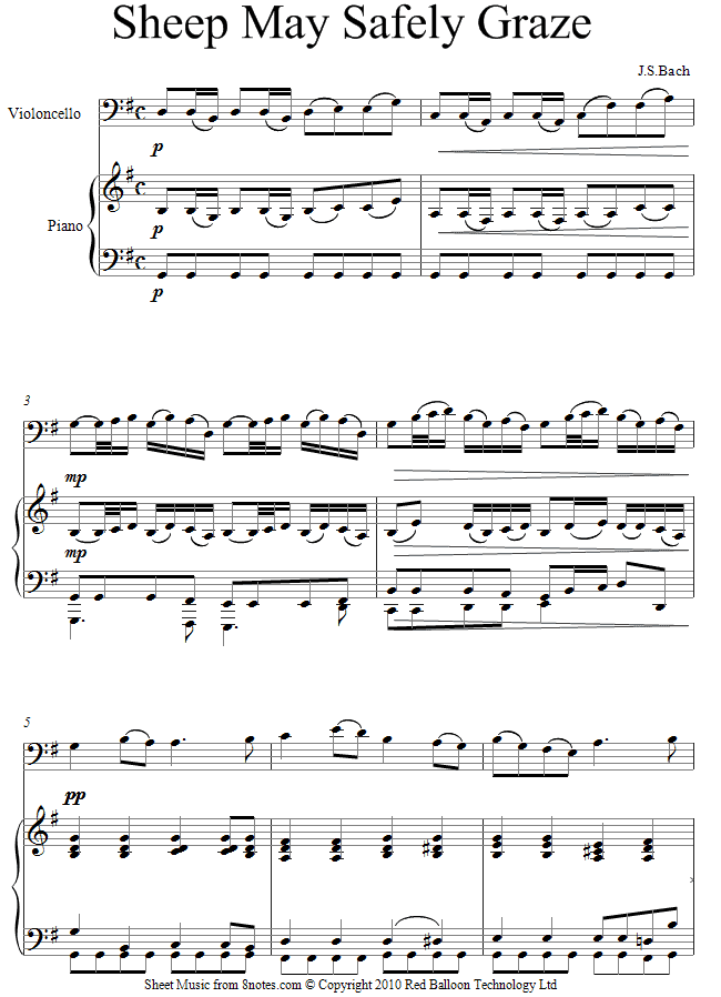 Bach - Sheep May Safely Graze sheet music for Cello Bach - Sheep May Safely Graze sheet music for Cello