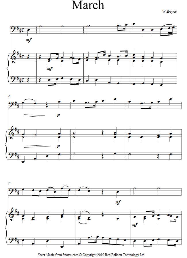 William Boyce - March sheet music for Cello William Boyce - March sheet music for Cello