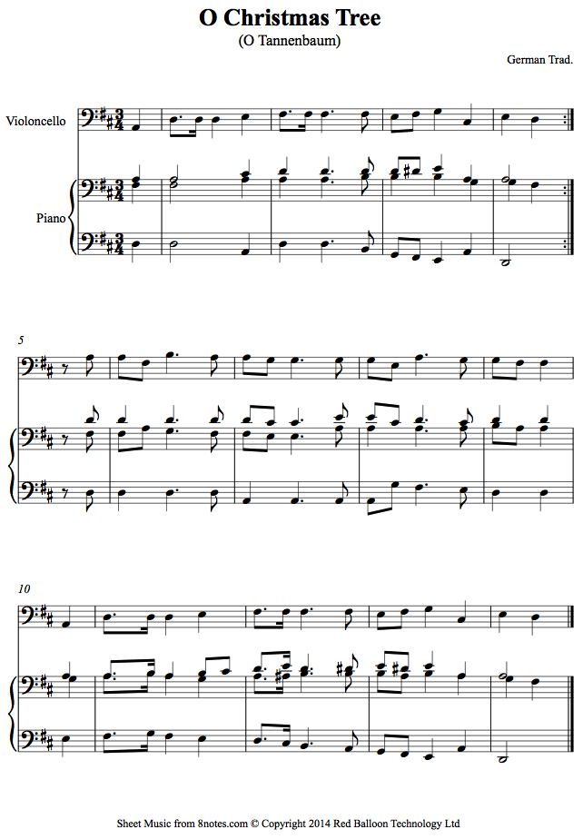O Christmas Tree (O Tannenbaum) sheet music for Cello