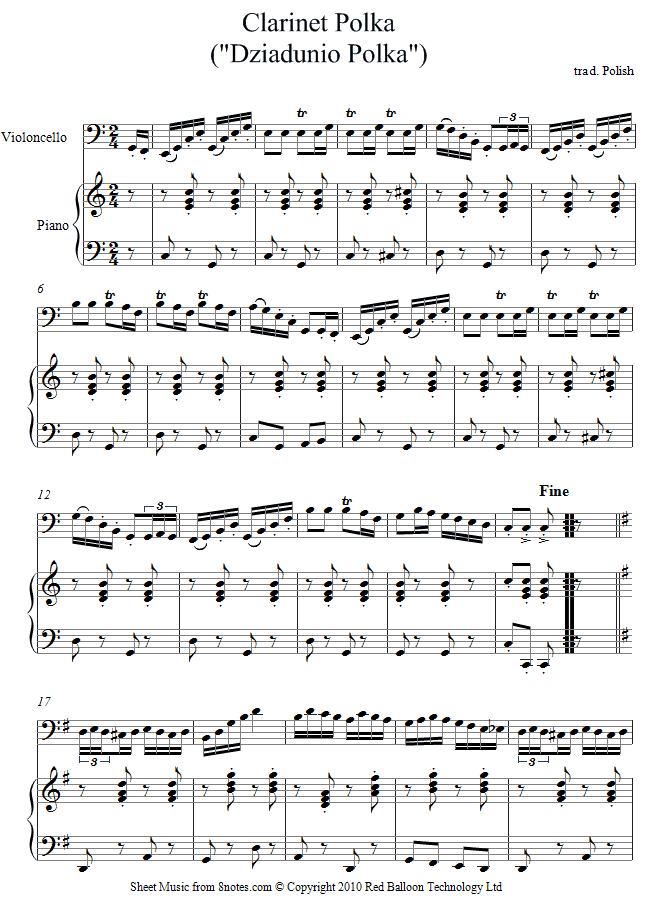 Clarinet Polka sheet music for Cello Clarinet Polka sheet music for Cello