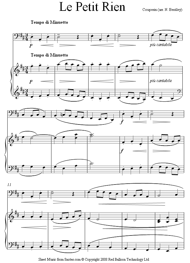 Couperin - Le Petit Rien sheet music for Cello Couperin - Le Petit Rien sheet music for Cello