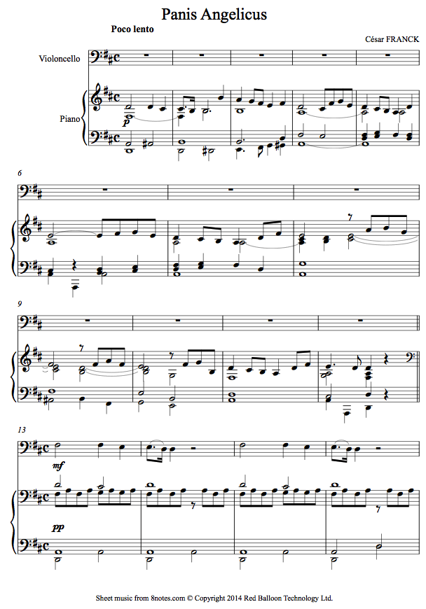 Franck - Panis Angelicus sheet music for Cello Franck - Panis Angelicus sheet music for Cello