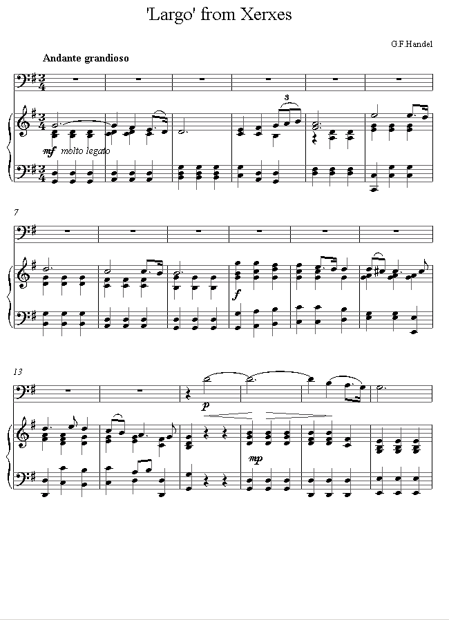 Handel - Largo from Xerxes sheet music for Cello Handel - Largo from Xerxes sheet music for Cello