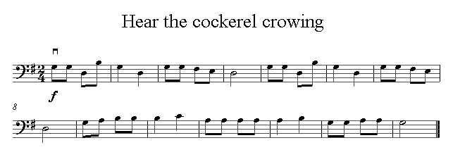 Hear the cockerel crowing sheet music for Cello Hear the cockerel crowing sheet music for Cello