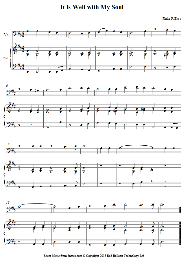 It is Well with My Soul (Philip P. Bliss) sheet music for Cello