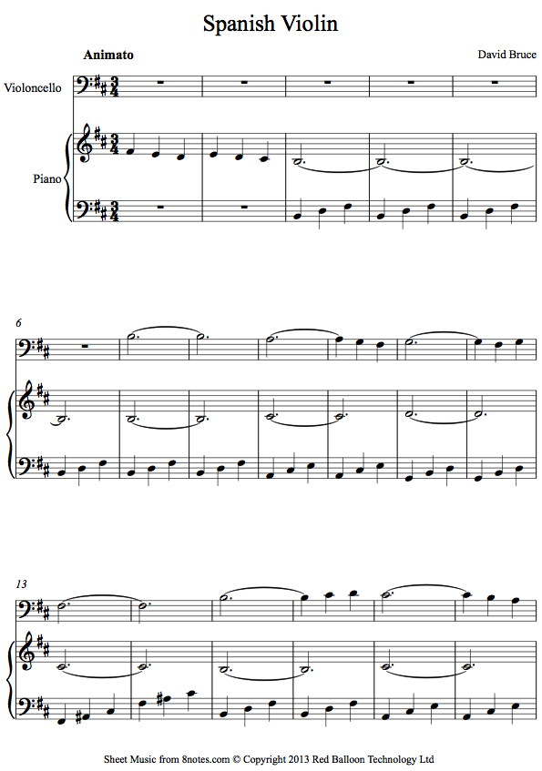 David Bruce - Spanish Violin sheet music for Cello David Bruce - Spanish Violin sheet music for Cello
