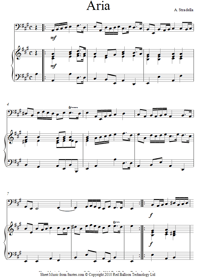 Alessandro Stradella - Aria sheet music for Cello Alessandro Stradella - Aria sheet music for Cello