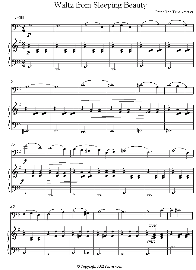 Tchaikovsky - Waltz from Sleeping Beauty sheet music for Cello Tchaikovsky - Waltz from Sleeping Beauty sheet music for Cello