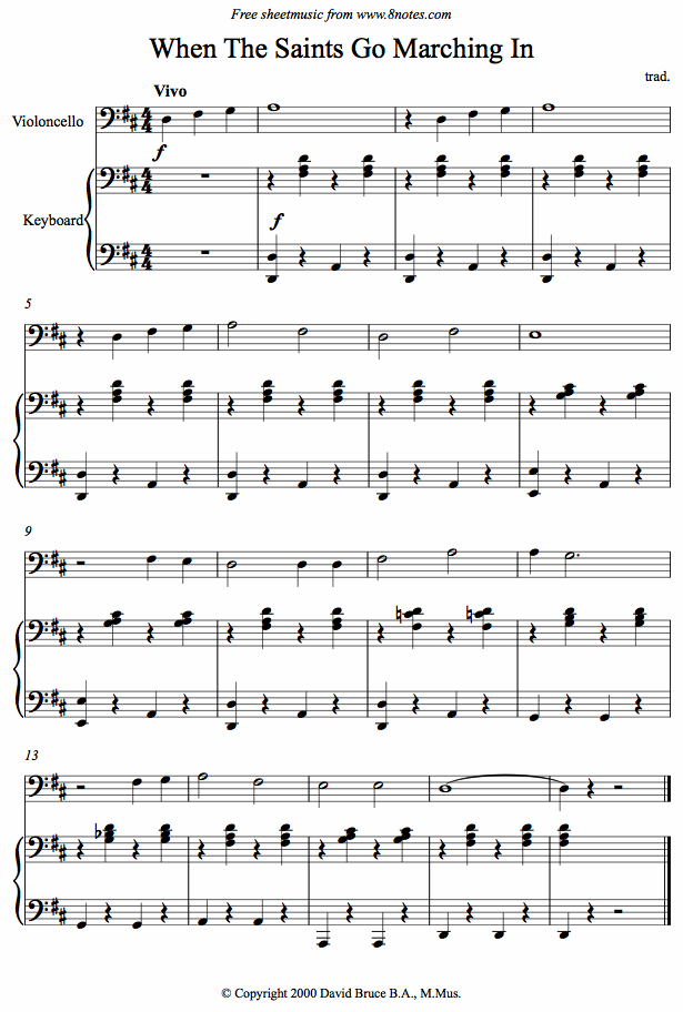 When the saints go marching in sheet music for Cello When the saints go marching in sheet music for Cello