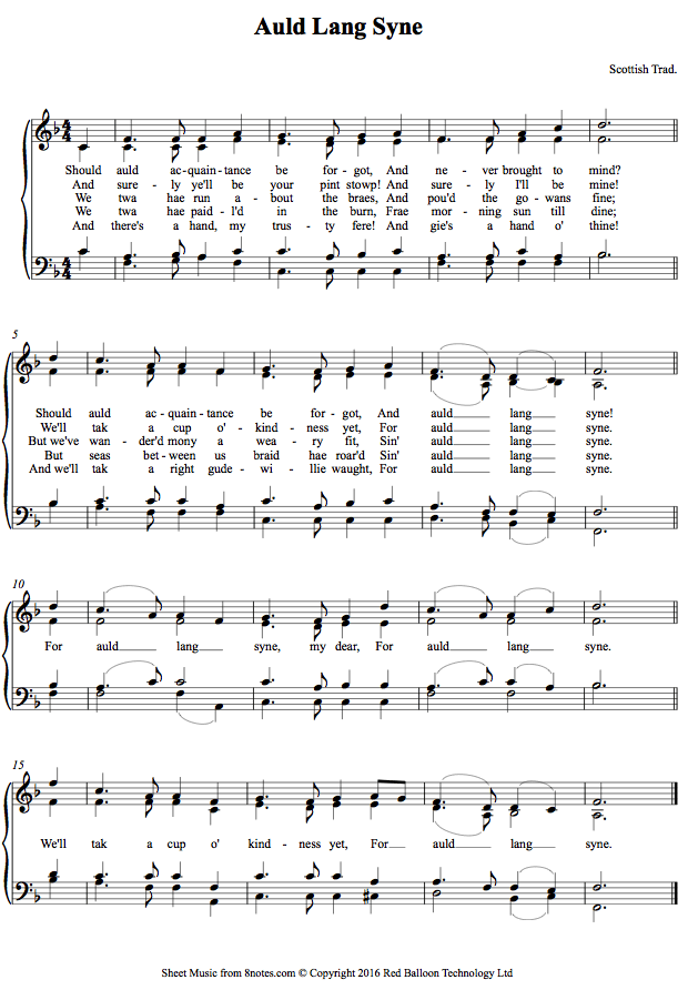 auld lang syne sheet music for choir 8notes com choir christmas sheet music