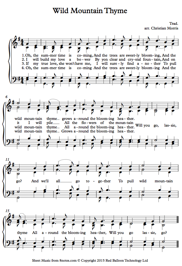 Wild Mountain Thyme sheet music for Choir