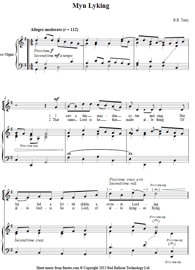 Terry - Myn Lyking sheet music for Choir Terry - Myn Lyking sheet music for Choir