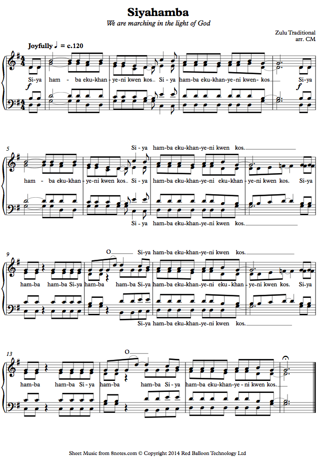 Siyahamba (Zulu Traditional) sheet music for Choir Siyahamba (Zulu Traditional) sheet music for Choir