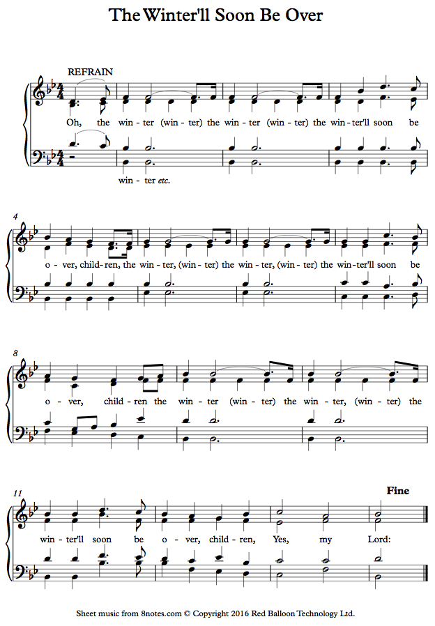 The Winter'll Soon Be Over sheet music for Choir