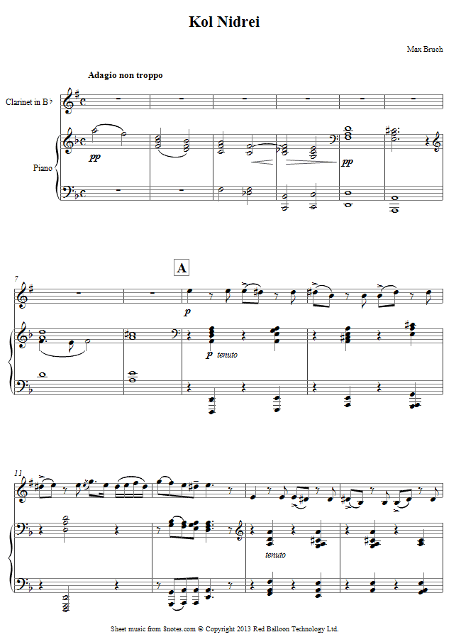 Bruch - Kol Nidrei sheet music for Clarinet Bruch - Kol Nidrei sheet music for Clarinet