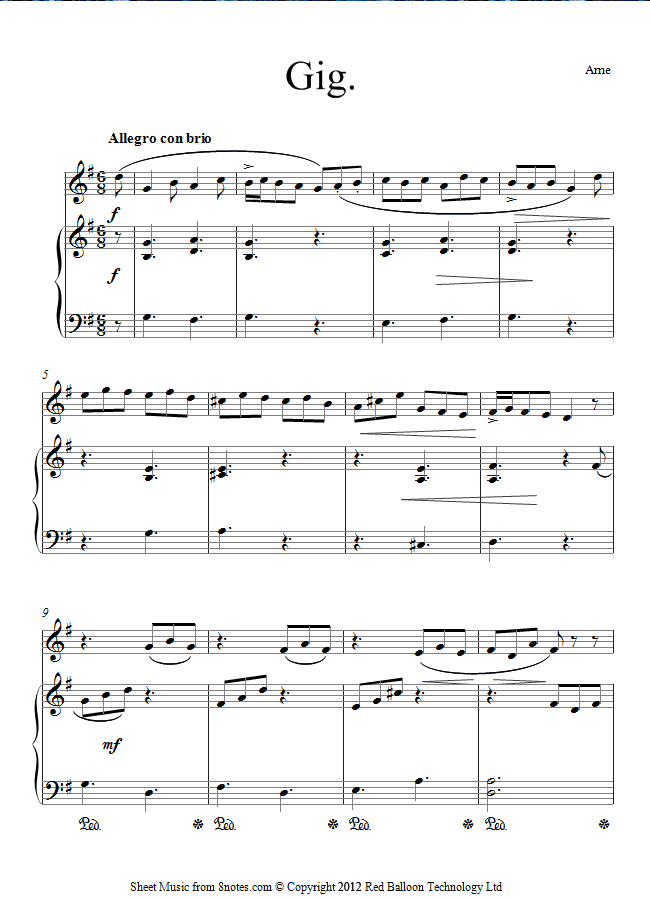 Arne - Gig sheet music for Clarinet Arne - Gig sheet music for Clarinet