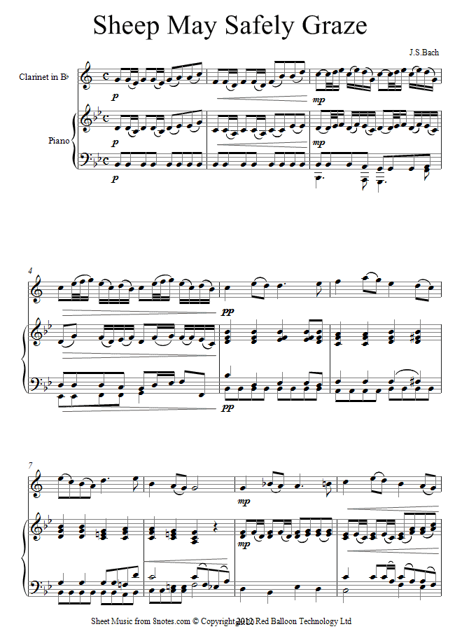 Bach - Sheep May Safely Graze sheet music for Clarinet Bach - Sheep May Safely Graze sheet music for Clarinet