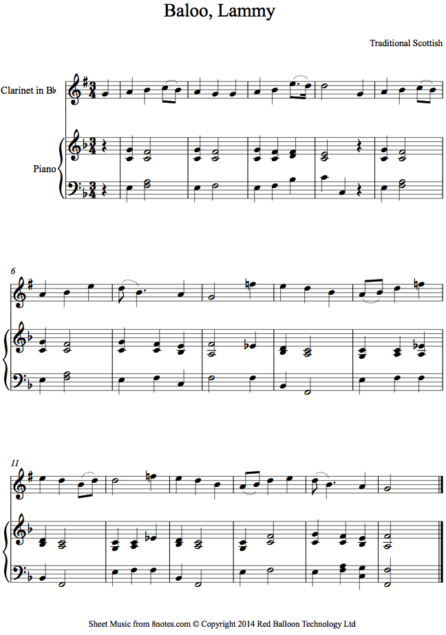 Baloo, Lammy (traditional Scottish) sheet music for