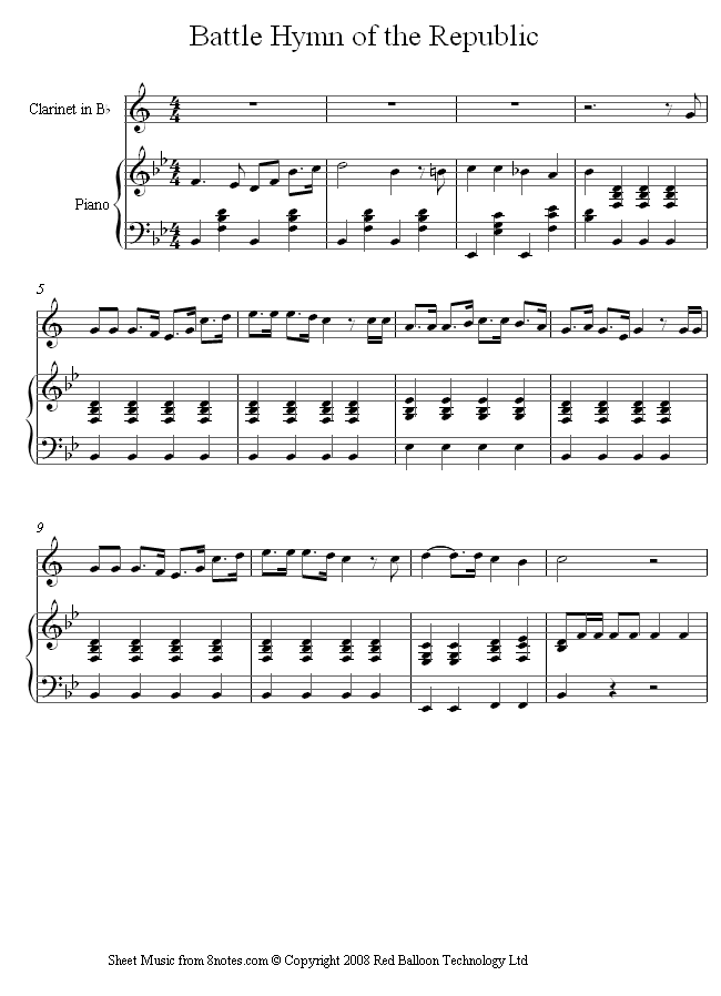 Howe - Battle Hymn of the Republic sheet music for Clarinet Howe - Battle Hymn of the Republic sheet music for Clarinet