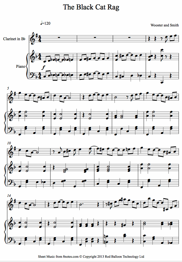 Wooster And Smith - The Black Cat Rag sheet music for Clarinet Wooster And Smith - The Black Cat Rag sheet music for Clarinet